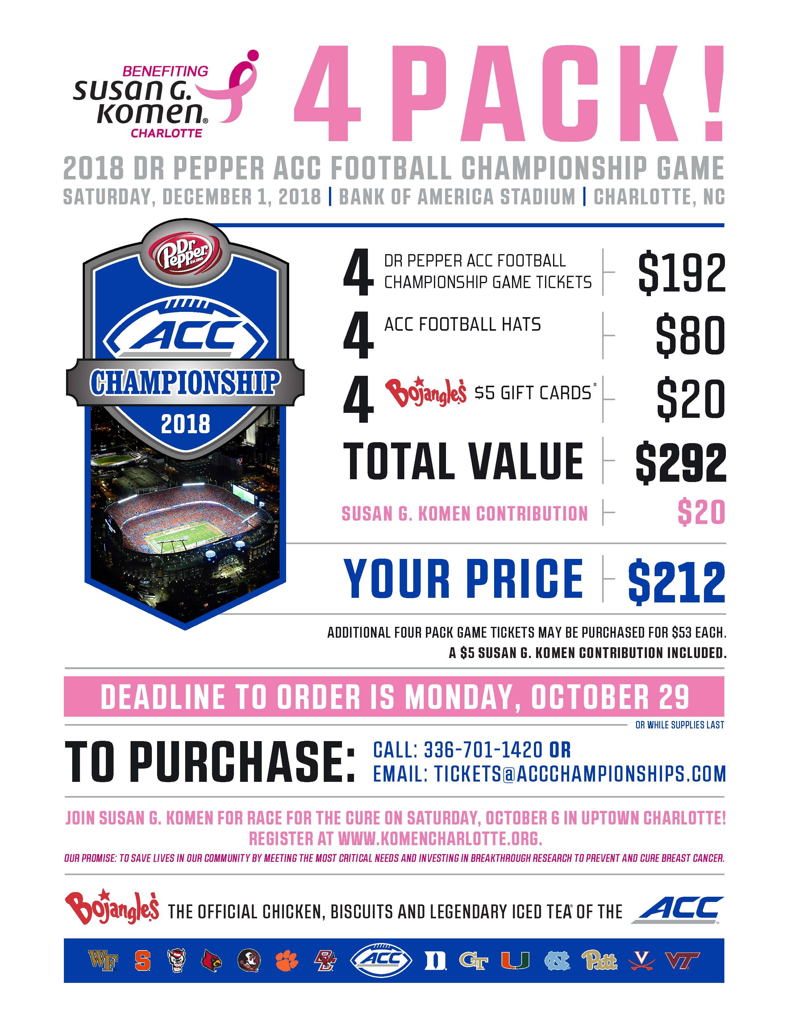 2018 Dr Pepper Acc Football Championship Game Susan G Komen Charlotte® 